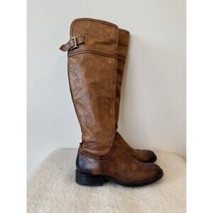 Vince Camuto Bollo Knee-High Brown Leather Studded Riding Boots Wm Sz 9